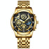Waterproof Luminous Quartz Watch with Multifunctional Design - Full Gold Black Surface