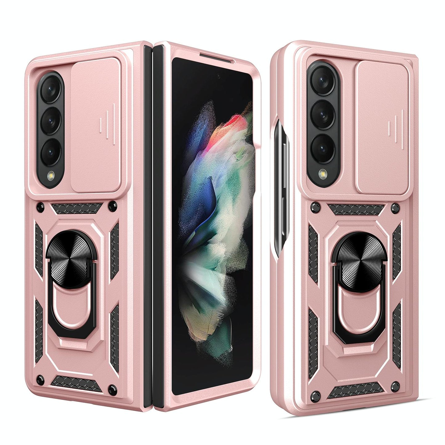 Samsung Galaxy z Fold 4 Tpu Pc Case with Sliding Camera Cover - Rose Gold