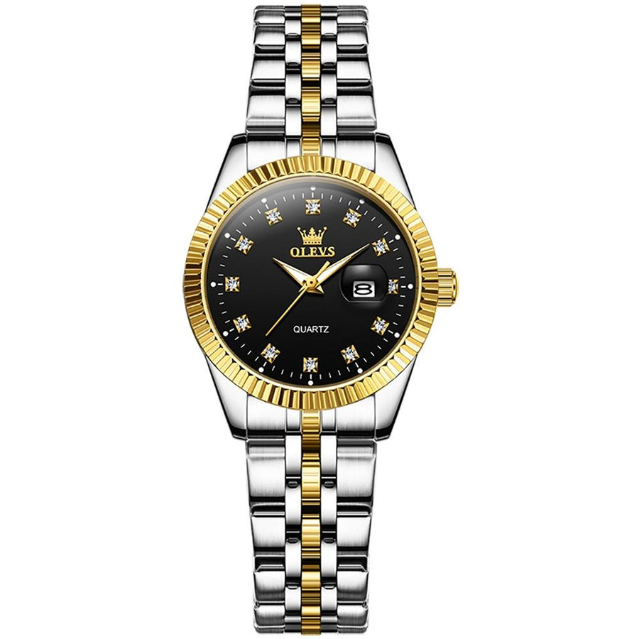 Women Luminous Diamond Quartz Watch - Waterproof - Black