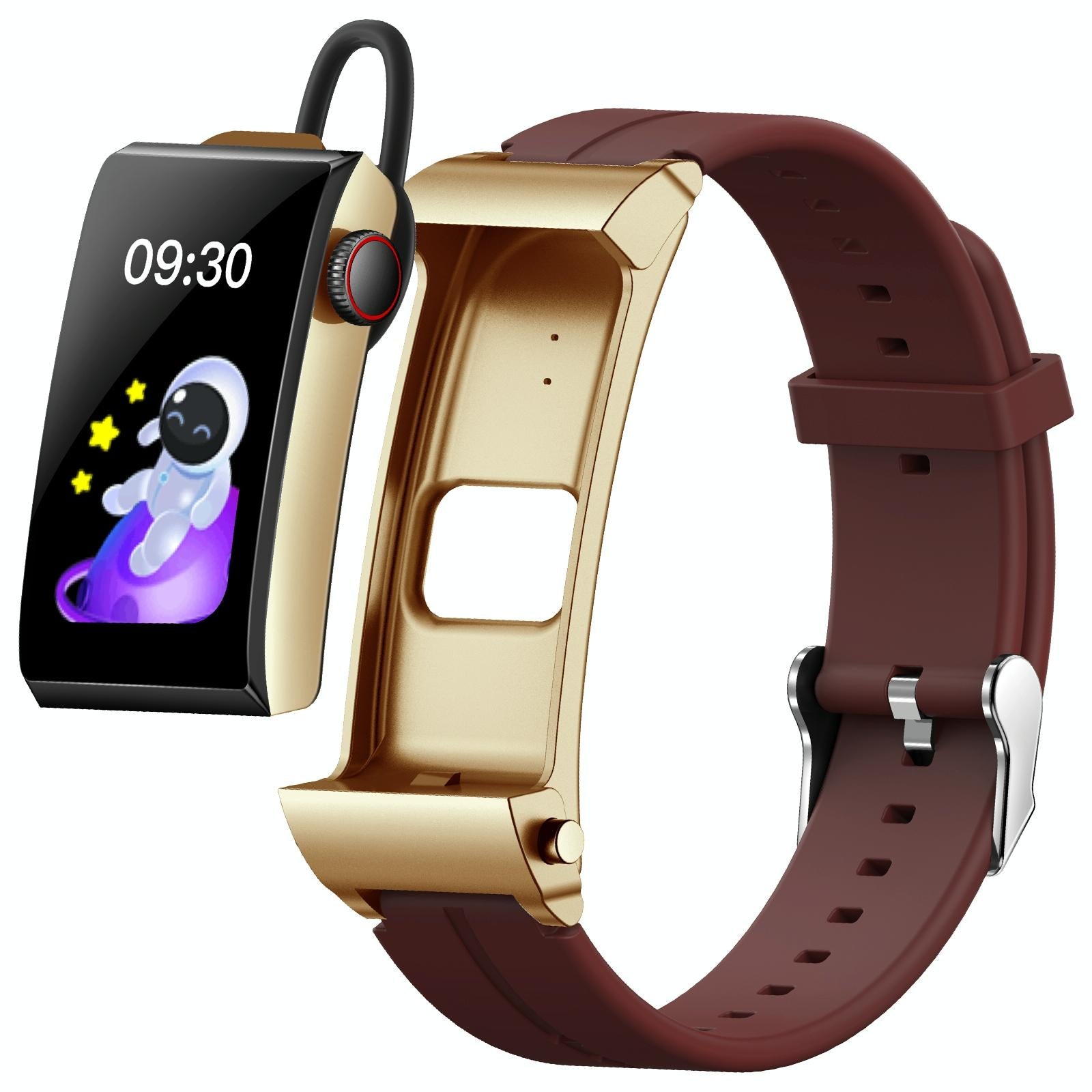 1.5 Inch Silicone Band Earphone Detachable Ip68 Waterproof Smart Watch Support Bluetooth Call - Red