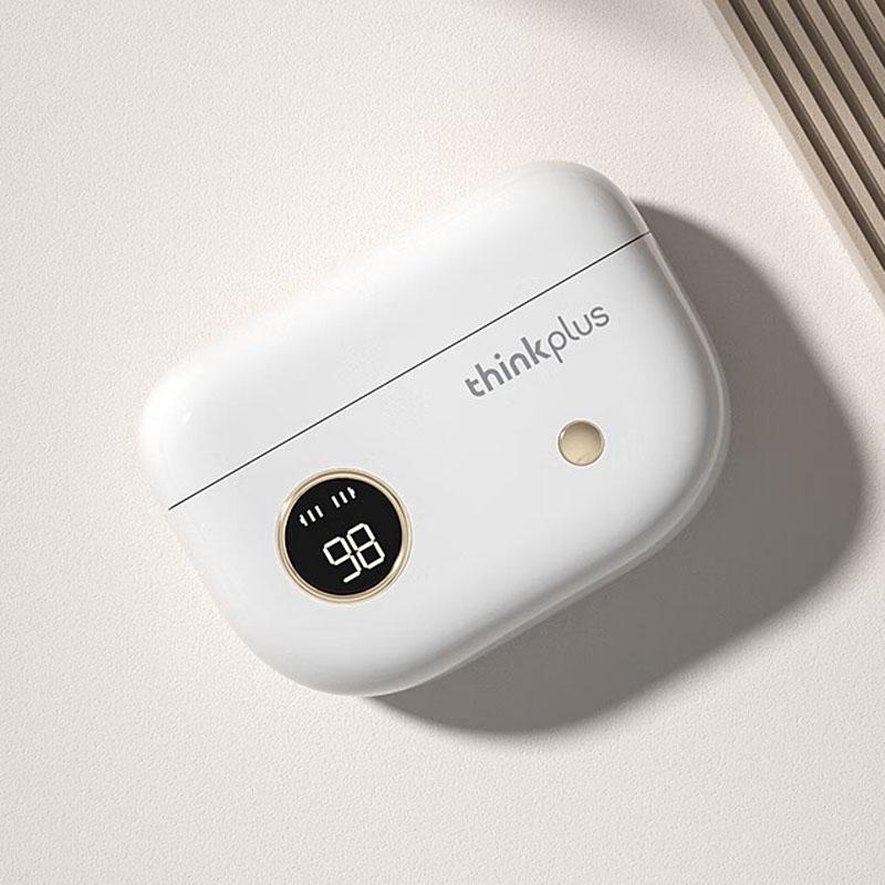 Wireless Bluetooth Earphones with Digital Display and Charging Case - White