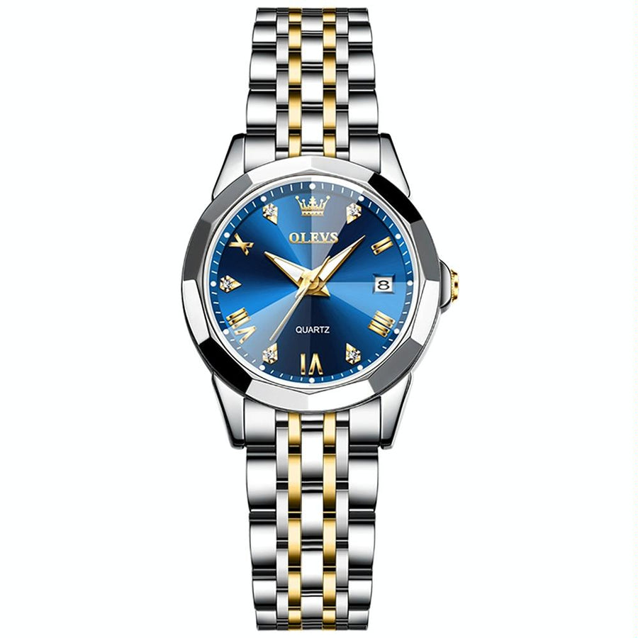 Waterproof Quartz Watch with Butterfly Buckle for Women - Blue