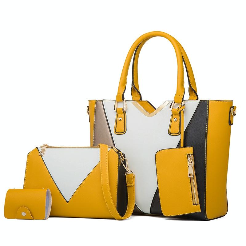 Versatile 4-in-1 Ladies Handbag with Large Capacity - Yellow