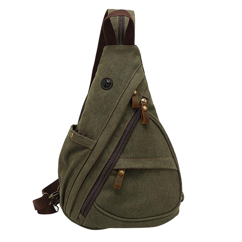 Spacious Canvas Chest Bag For Men - Coffee