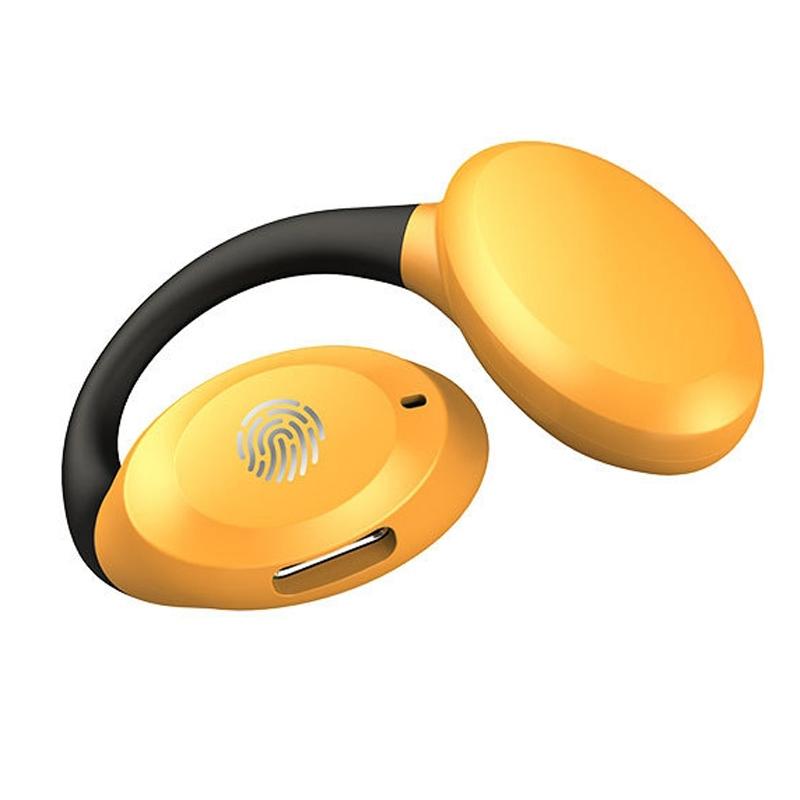 Waterproof Touch Control Wireless Earphones with Ear-hook for Sports - Yellow