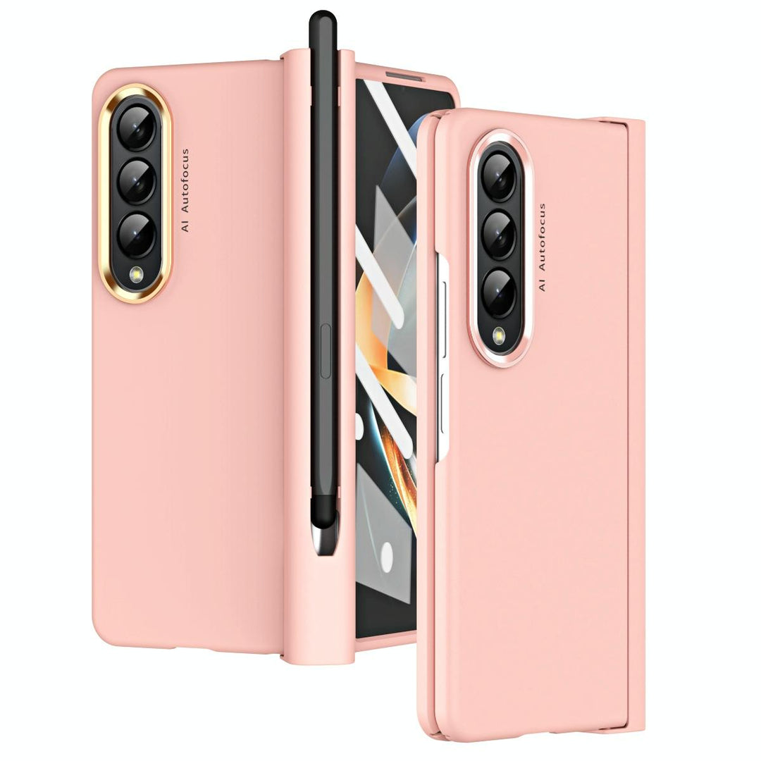 For Samsung Galaxy Z Fold4 5G Samsung Fold 4 Hinge Flip Case - Two Tone Contact Lens - Pink