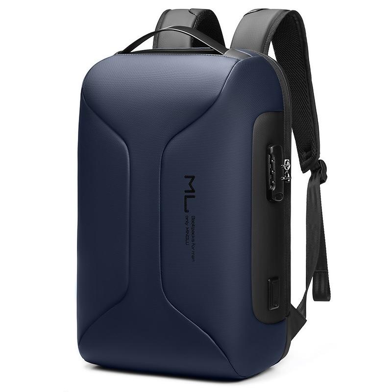 Large Capacity Waterproof Laptop Backpack with Usb Port for Business Travel - Blue