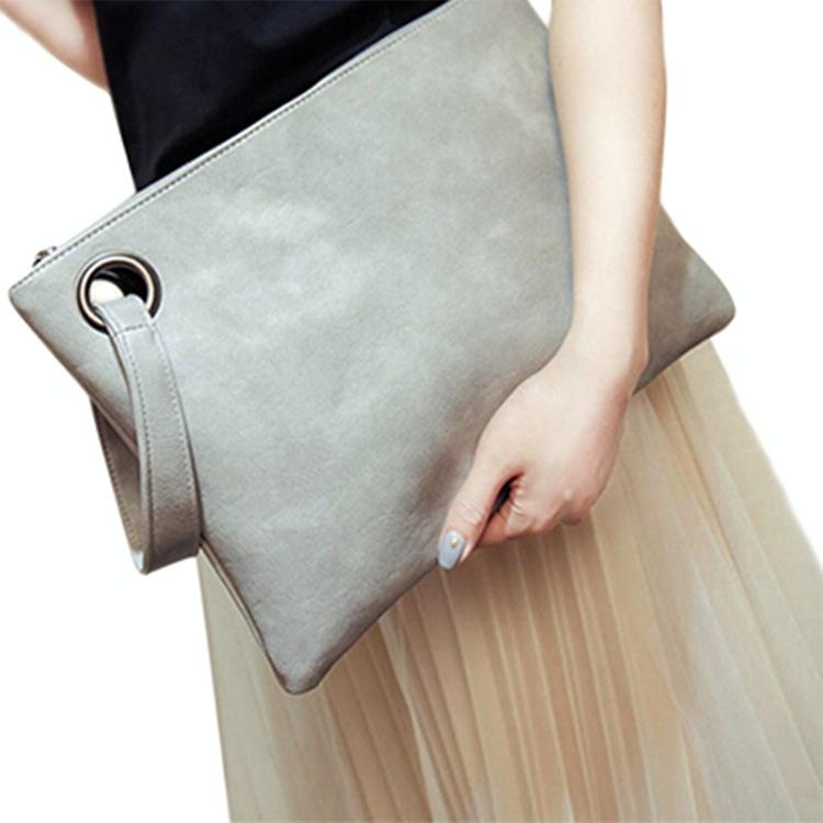 Stylish Retro Envelope Clutch Bag - Large Capacity - Light Gray