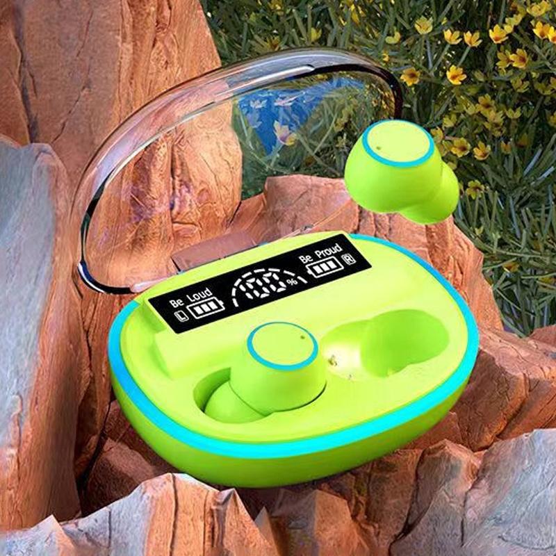 Wireless Bluetooth Earphones with Noise Reduction and Power Bank Function - Fluorescent Green