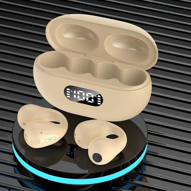 Wireless Noise-cancelling Bluetooth Earbuds with Led Display - Khaki