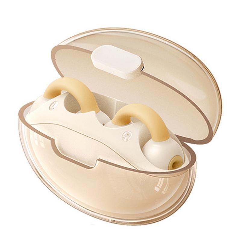 Wireless Bluetooth Earphone - Transparent Ear Clip - Ows Sports - Beige