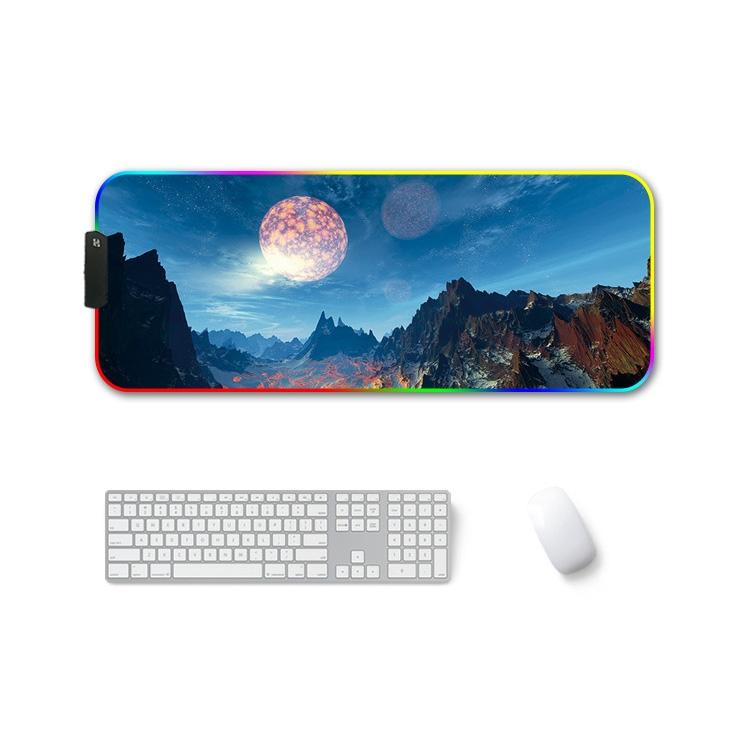 Rubber Thermal Transfer Rgb Luminous Non-Slip Mouse Pad - Snow Peak