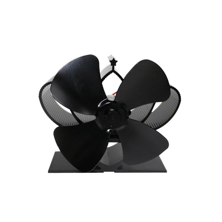 High Temperature 4-blade Heat Powered Stove Fan for Fireplaces - Black
