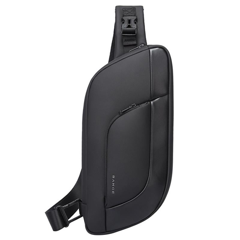 Men Microfiber Leather Crossbody Chest Bag 35 X 16 X 4Cm Versatile And Durable - Black