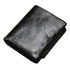 Multi-functional Oil Wax Leather Rfid Wallet - Black