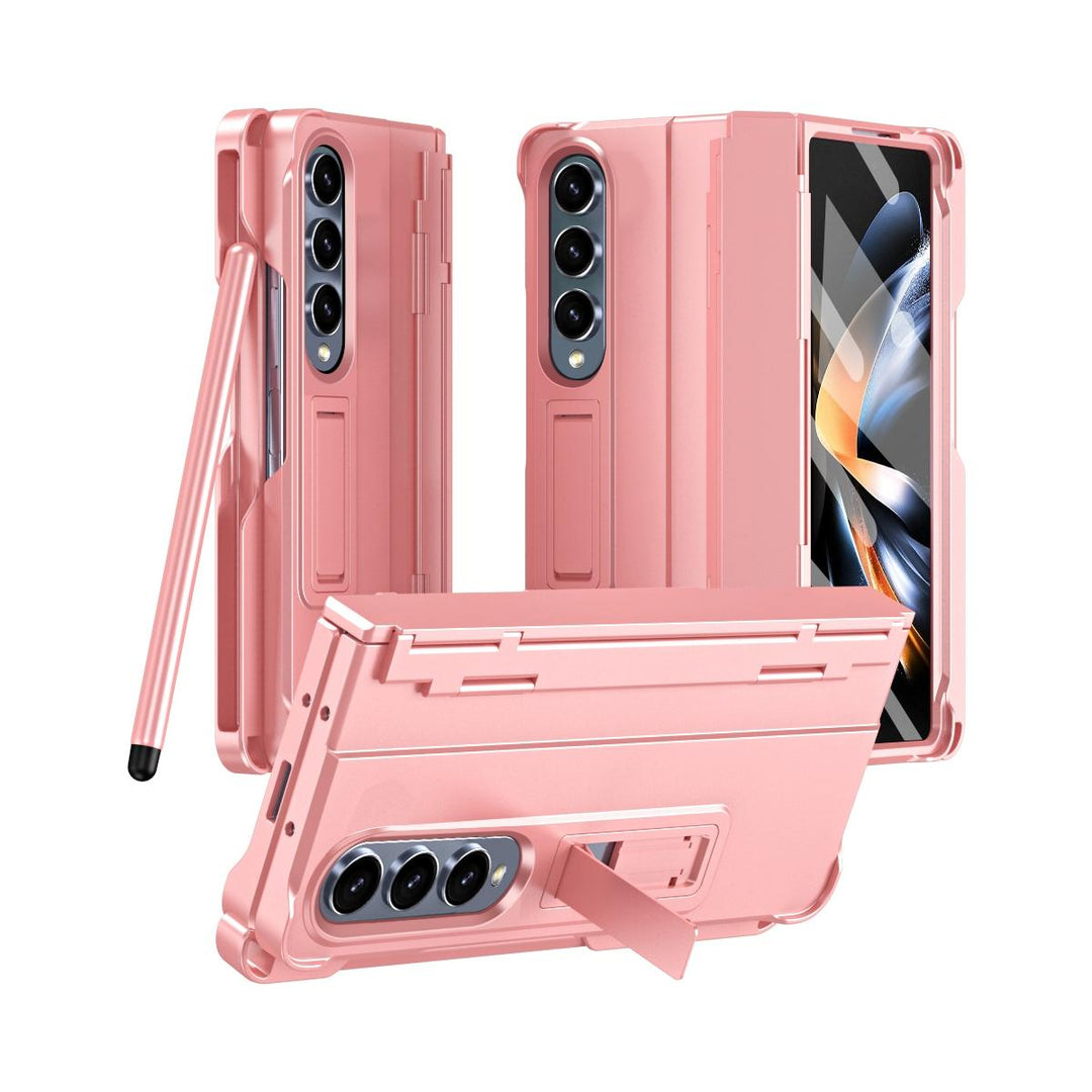 For Samsung Galaxy Z Fold4 5G Shockproof Diamond Case With Hinge And Pen - Pink