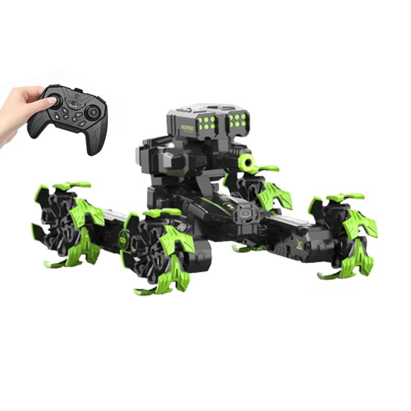 Remote Control Water Bomb Car - Four-wheel Battle Blooming Tire Spray - Green