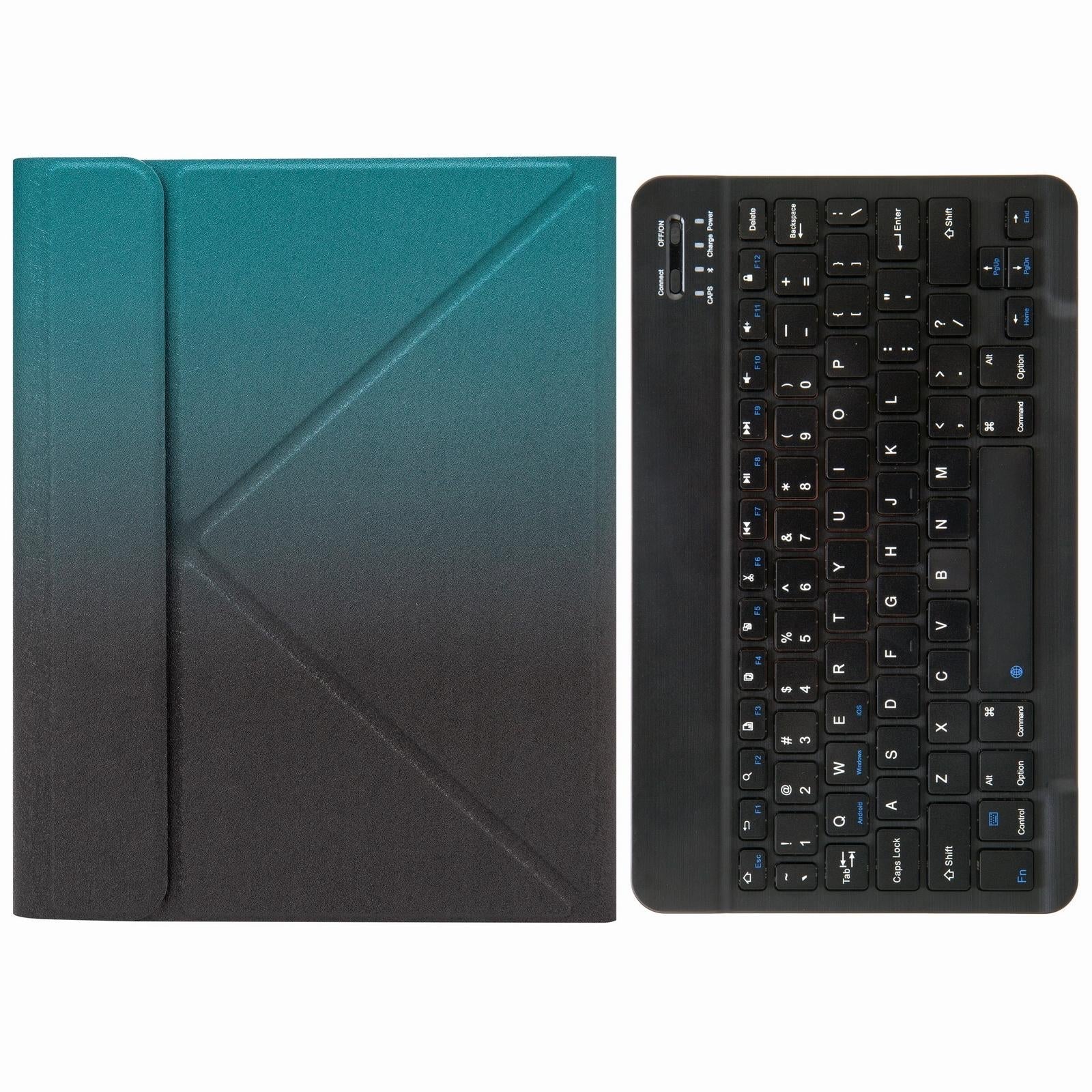 Leather Case With Bluetooth Keyboard For Ipad 9.7 2018 & 2017 - Three-Fold Holder - Dark Night Green