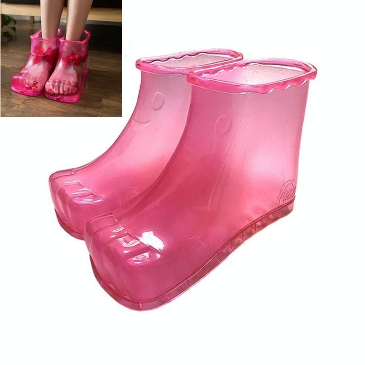 Portable Plastic Bubble Foot Bucket 16.5Cm Height Fits Size 42 Shoes - Rose Red