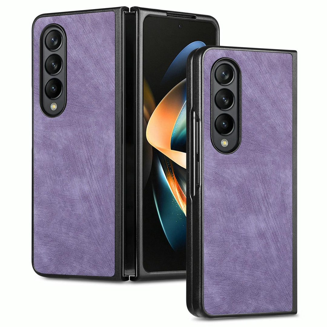 For Samsung Galaxy Z Fold4 5G Pu Back Cover - Solid Colour - Purple