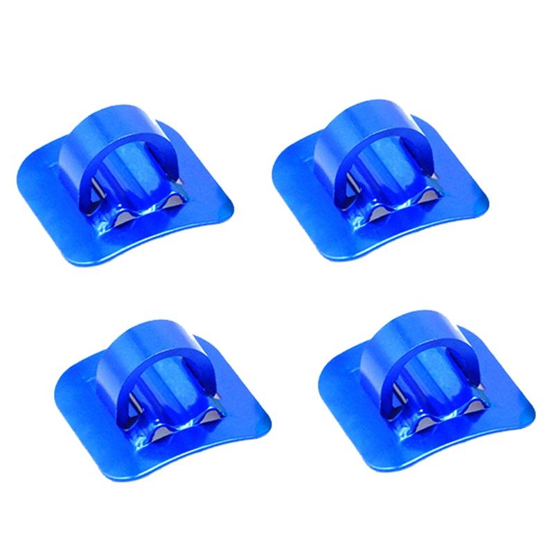 4-Piece Bike Hose Line Guide Adhesive C Buckle Aluminum Alloy Style - Blue