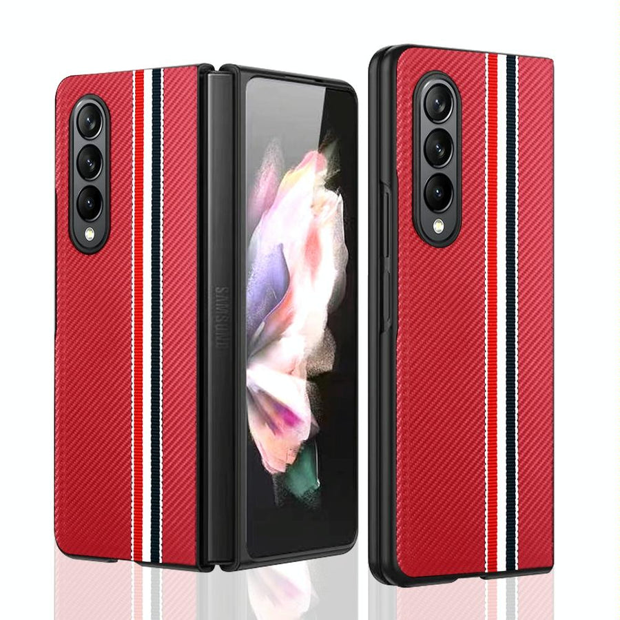 For Samsung Galaxy Z Fold4 5G Shockproof Twill Phone Case - Pc Tpu - Red