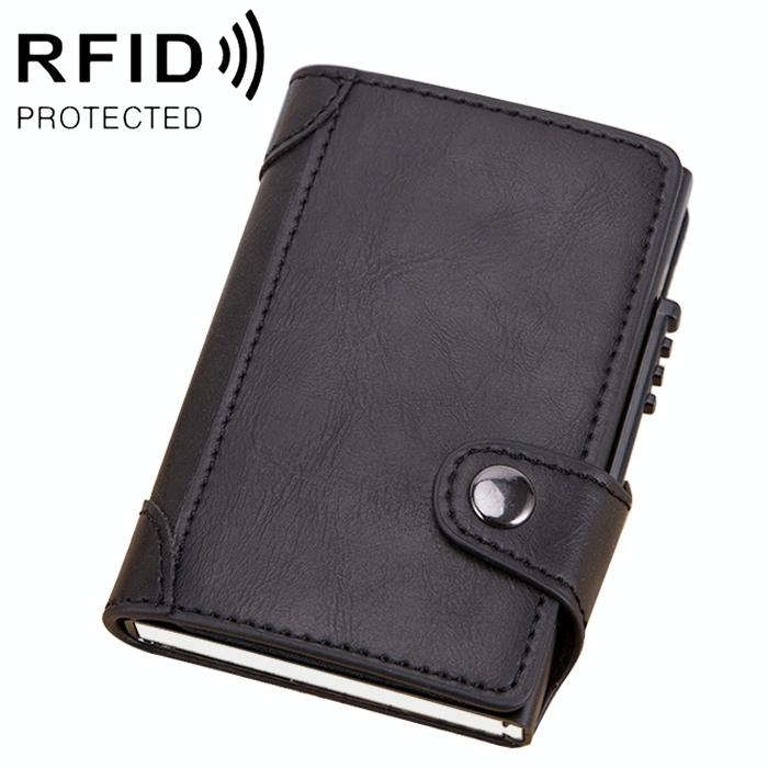 Rfid-blocking Leather Wallet with Card Slots - Black