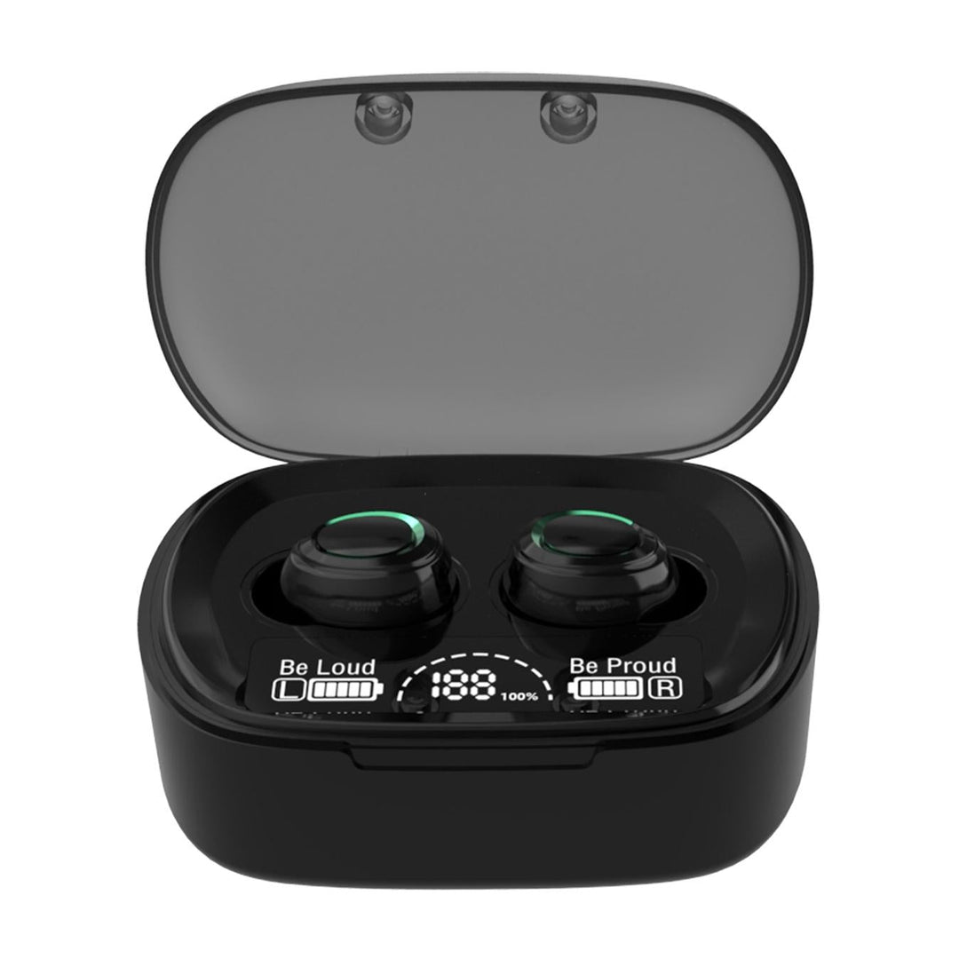 Mini Tws Wireless Bluetooth Earphones with Touch Display - Black