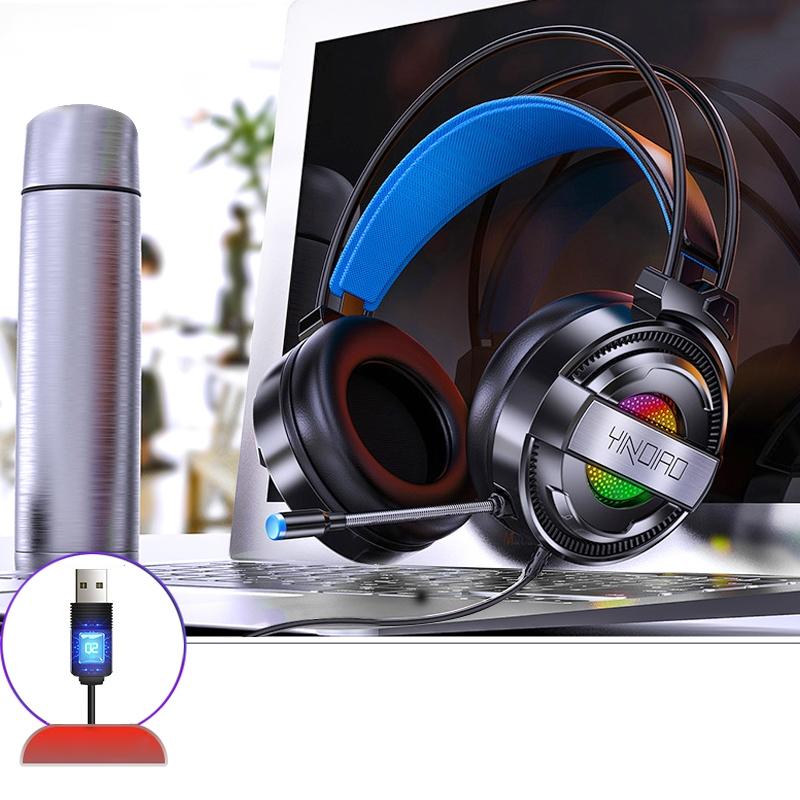 Usb Wired Gaming Headset With Mic & Rgb Light 1.67M Cable Black