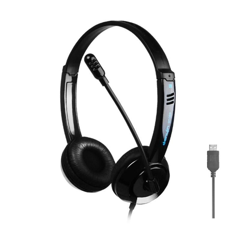 Head-Mounted Children'S Learning Headset With Mic 1.8M Cable Usb Style - Black