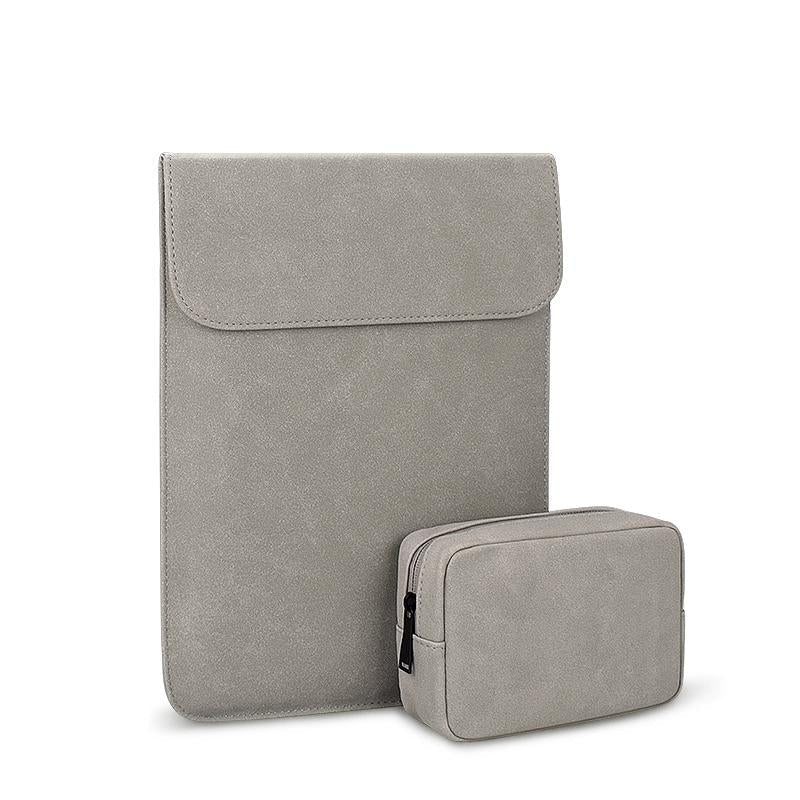 Ultra-thin Notebook Liner Bag - 14.1-15.4 Inch with Small Bag - Light Grey