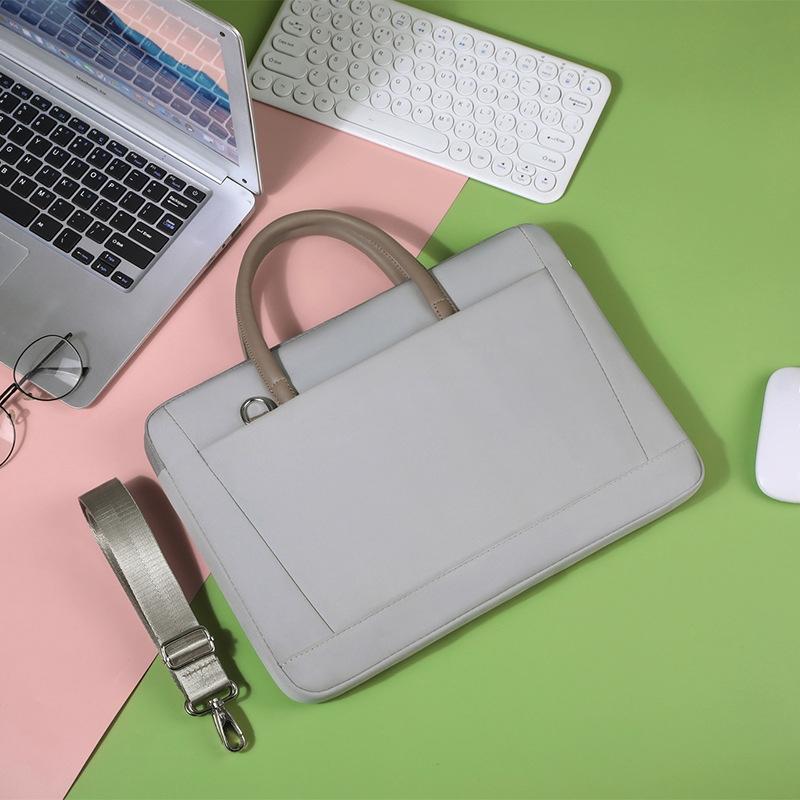 13-13.3 Inch Laptop Bag Crossbody Briefcase in Oxford Cloth - Gray - 15 - 16.1 Inch