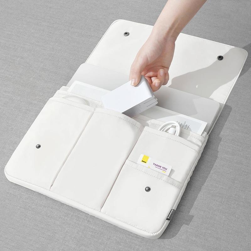 13 Inch Multi-layer Laptop Sleeve - Waterproof & Shock-absorbing Storage Bag - White - 15 Inch