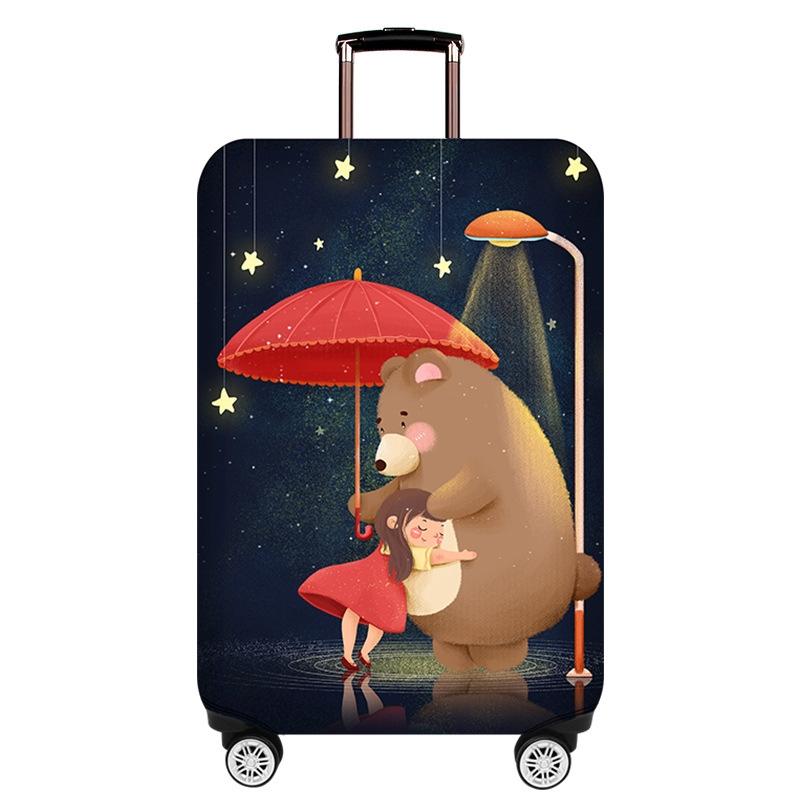 Large Elastic Dustproof Luggage Cover - Durable and Protective - Bear Girl