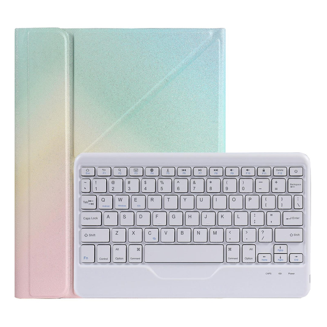 Bluetooth Keyboard Leather Case For Ipad Pro 11 With Triangle Holder & Pen Slot - Fits 2021 / 2020 / 2018 & Air 4 10.9 - Splittable - Gradient Rainbow