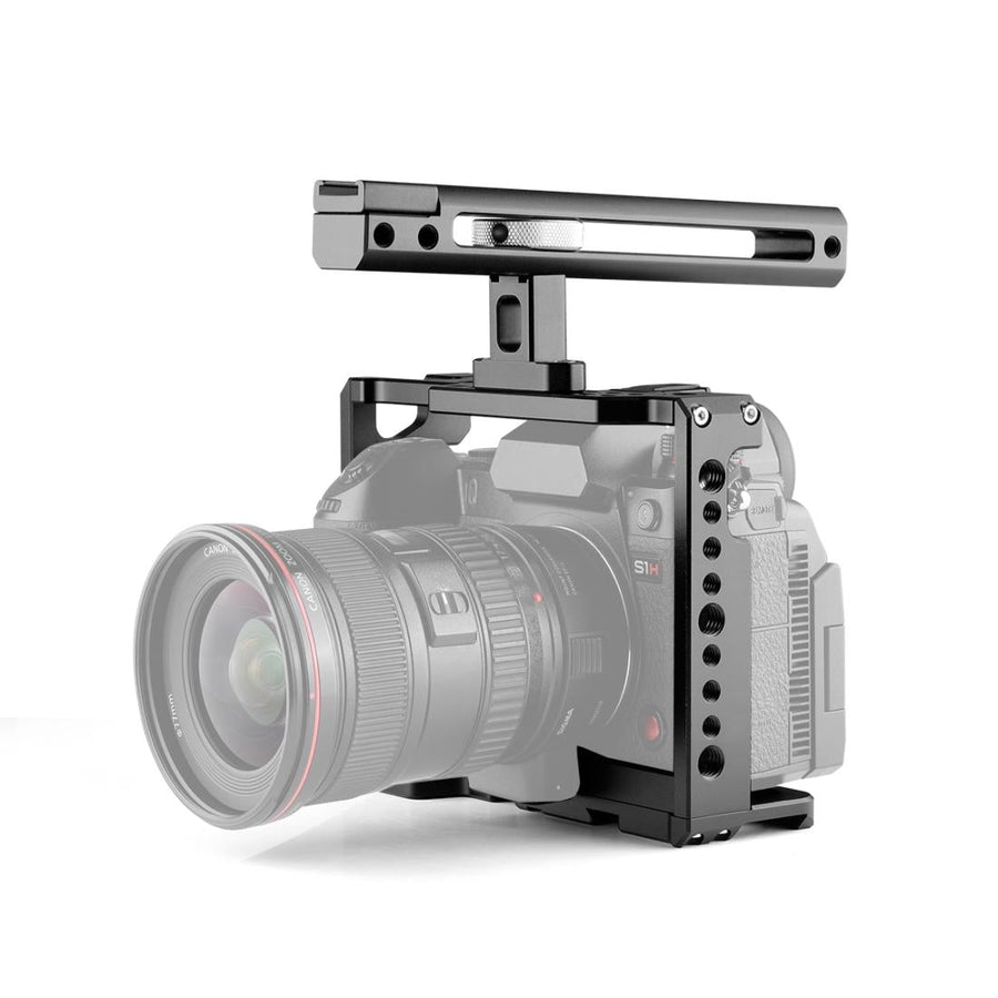 Camera Cage Stabilizer With Handle - Black for Panasonic Lumix Dc-S1H / Dc-S1 / Dc-S1R
