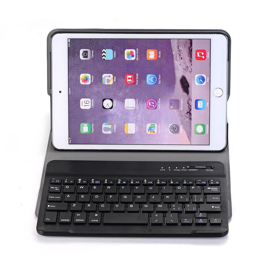 Universal Ultra-Thin Tablet Case With Bluetooth Keyboard For Ipad Mini 3 / 2 / 1 - Horizontal Flip Design - Black