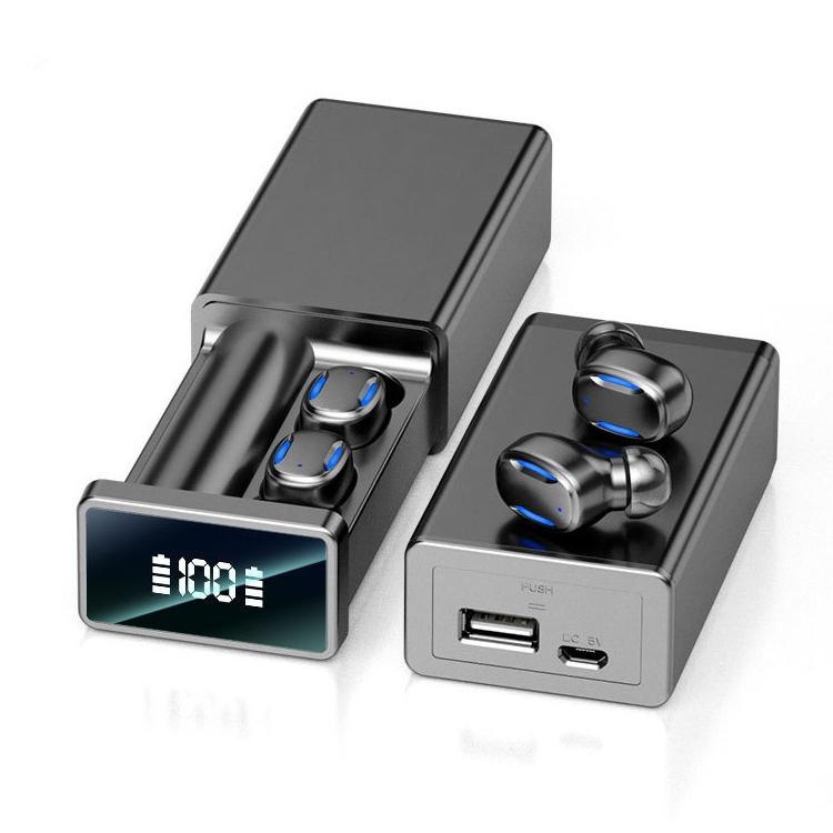 Wireless Bluetooth Earphones with Magnetic Charging Box - Black
