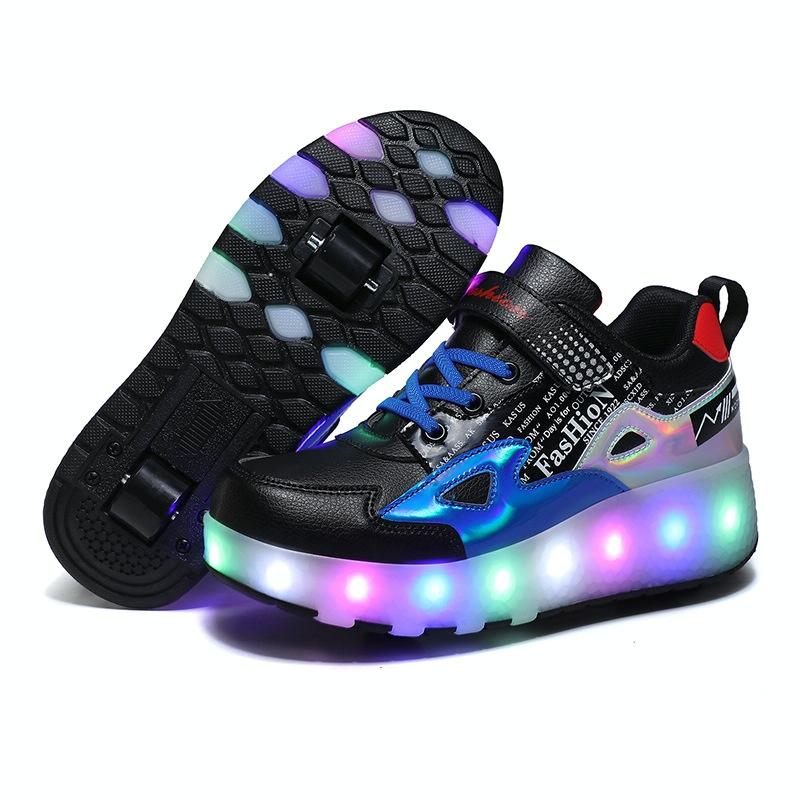 Rechargeable Light Skating Shoes for Kids - Size 30 Two-wheeled - Blue