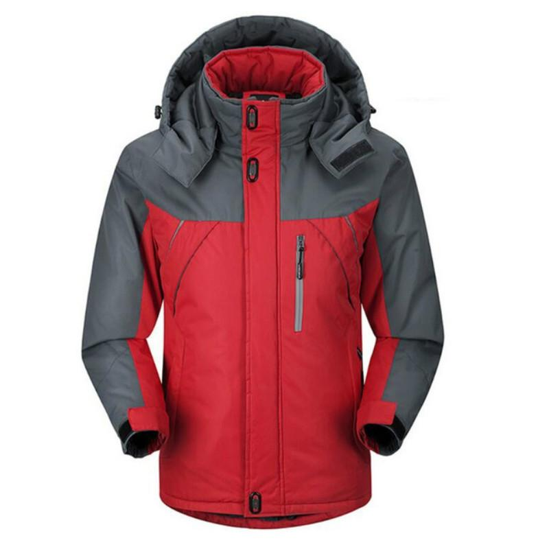 Men Winter Thick Fleece Waterproof Outwear Down Jackets Coats - Size Xxxl - Red