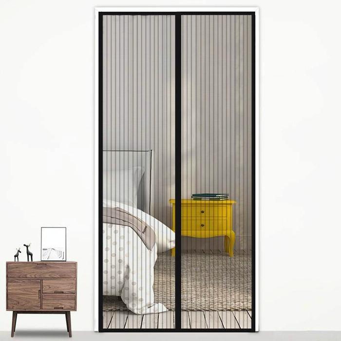 210x100cm Magnetic Mosquito-proof Screen Door Curtain - Magic Mesh - Black