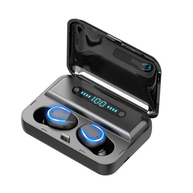 Intelligent Noise Cancelling Bluetooth Earphones with Touch Control and Charging Box - Black