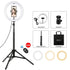 10.2 26cm Ring Light Kit with Tripod Usb 3 Modes Dual Colour Phone Clamp Remote - Black