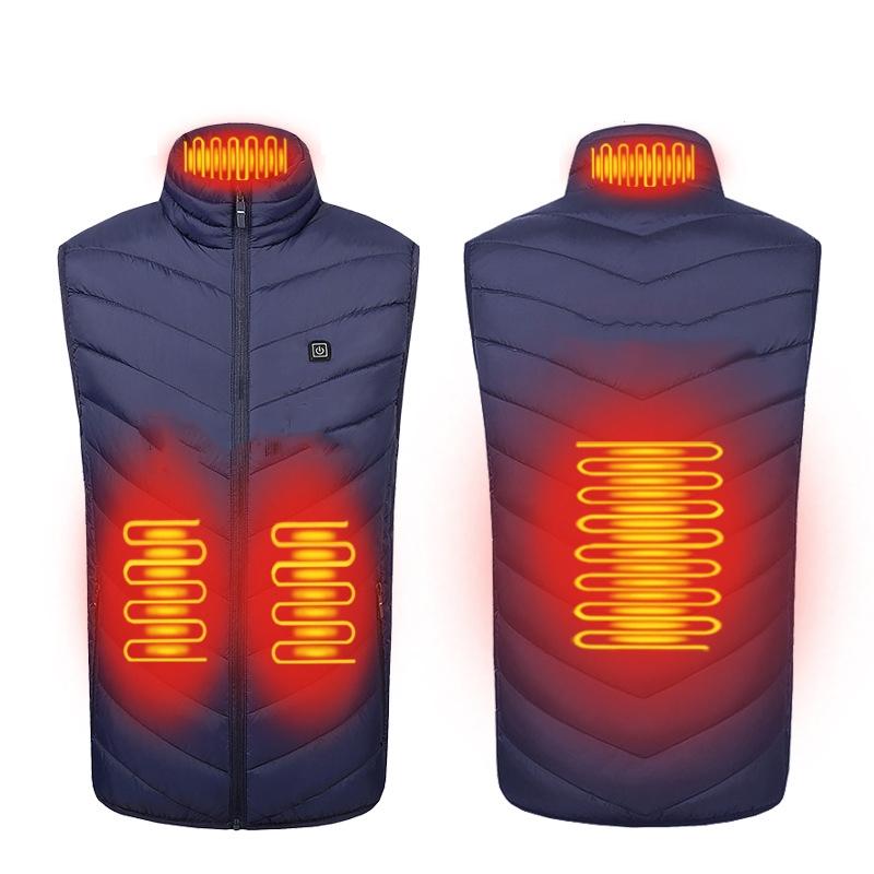 4 Area Single Control Usb Electric Heating Undershirt Intelligent Warm Vest - Blue - Xxxl