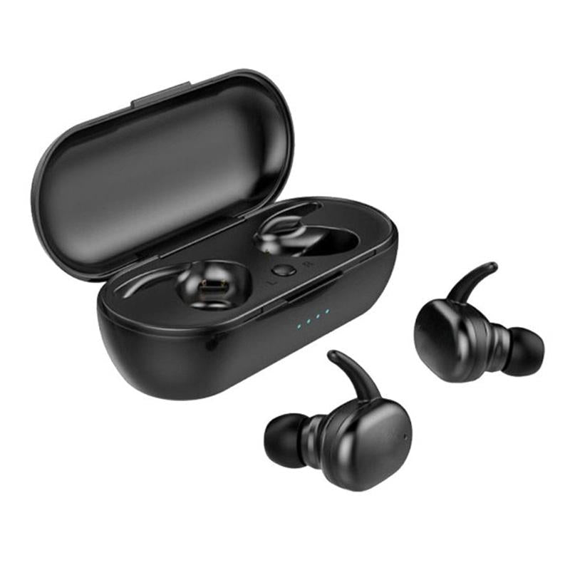 Waterproof Touch Wireless Bluetooth Earphones + Charging Box - Black