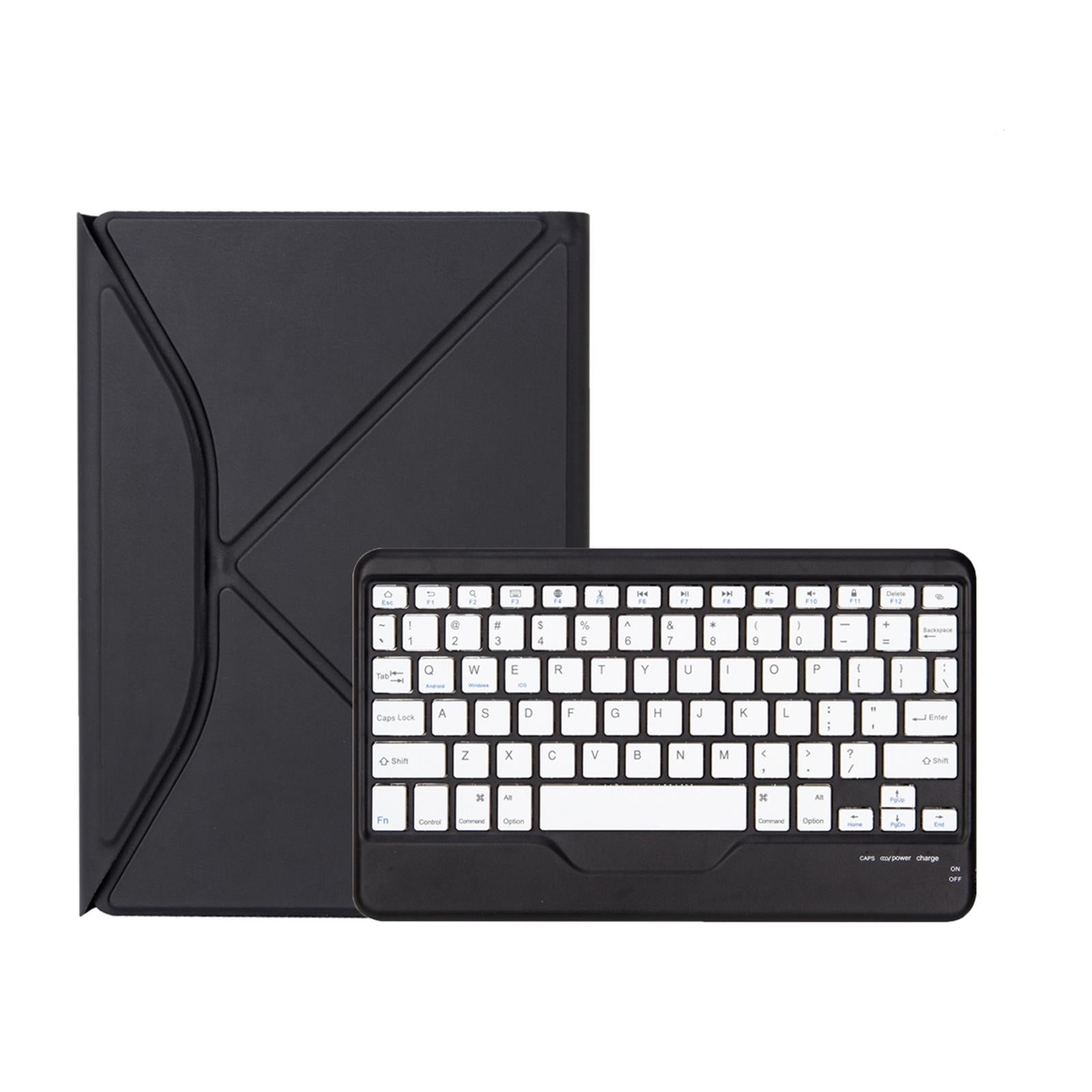 Bluetooth Keyboard Leather Tablet Case With Pen Slot - Black
