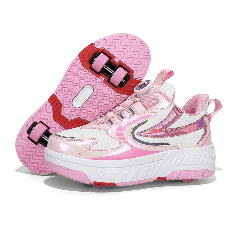 29 Size Children's Two-wheeled Roller Skating Shoes - Xf18 Pink - 35