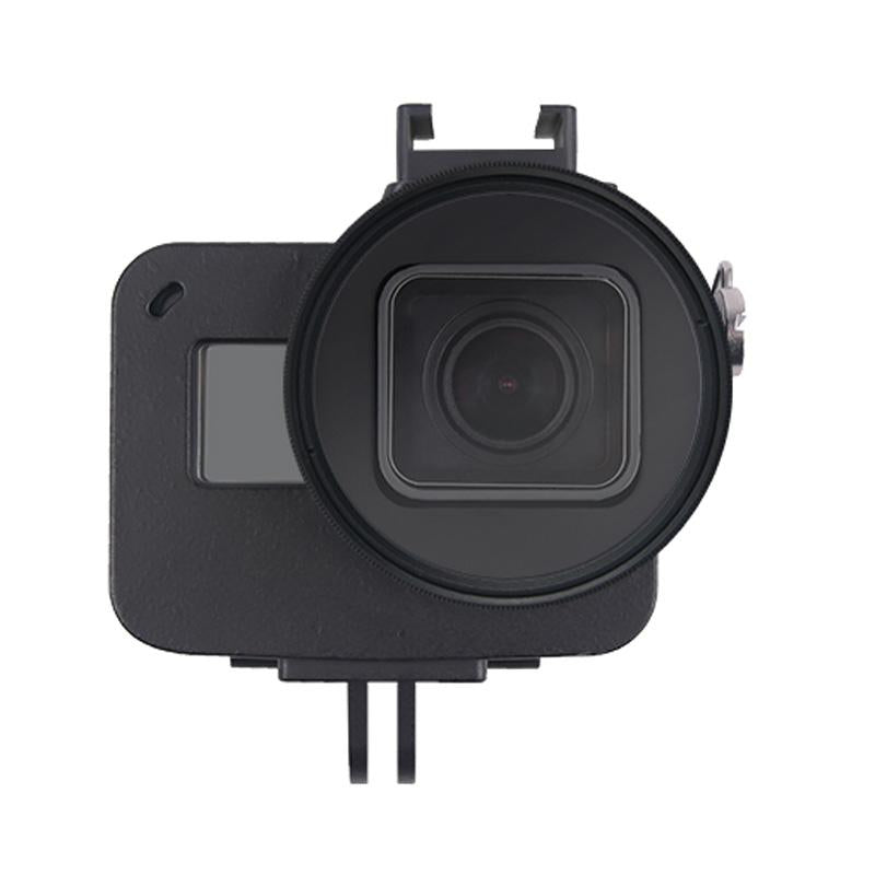 Aluminum Protective Cage with Insurance Frame and 52mm Uv Lens for Gopro Hero7 / 6 / 5 - Black