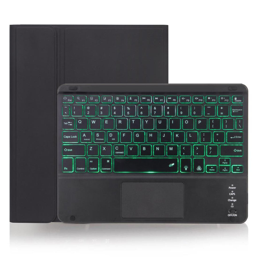 Detachable Bluetooth Keyboard Tablet Case For Ipad Pro 11 With Touchpad Pen Slot & Backlight - Plain Texture - Black