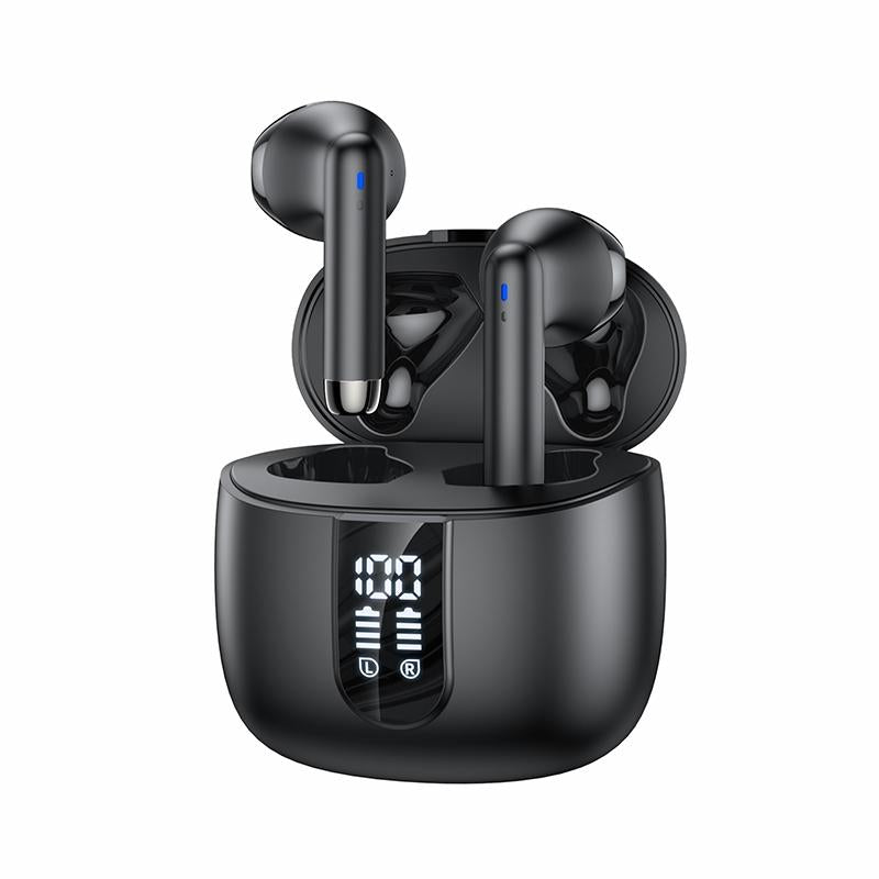 Wireless Bluetooth 5.0 Earphones with Led Display - Black